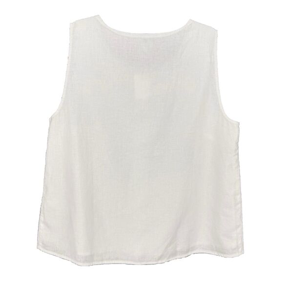 J.CREW Linen-Blend Button-Front Shell M White Tank Top Crewneck NWT B5 - Picture 3 of 5